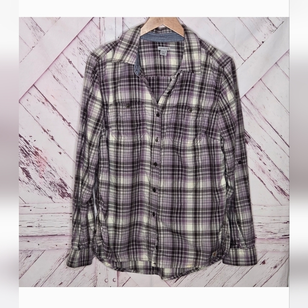 Carhartt Men's Loose Fit Plaid Buttoned Down Shirt *flaw*